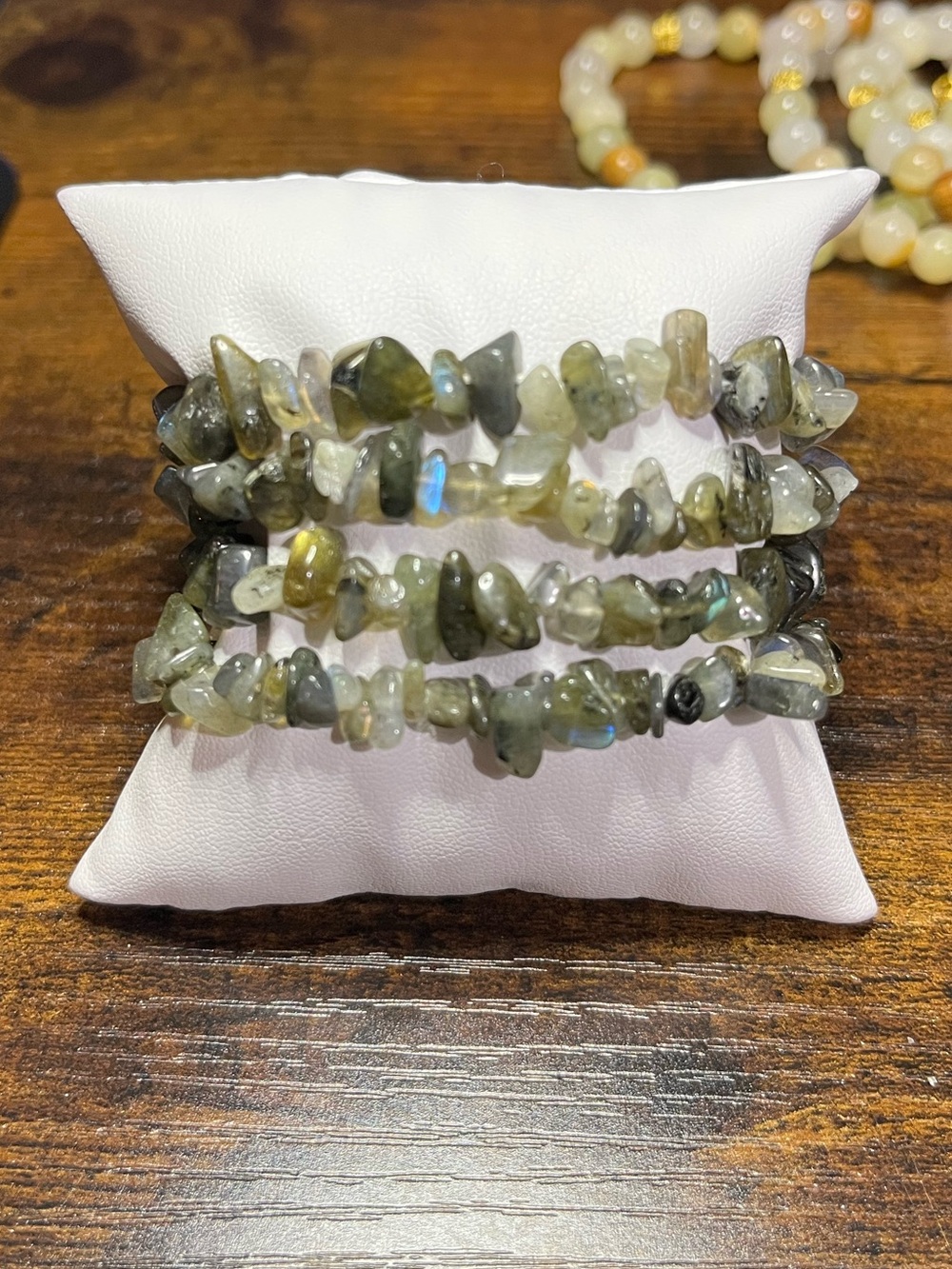 Natural Labradorite Gemstone Chip 4-Bracelet Stack